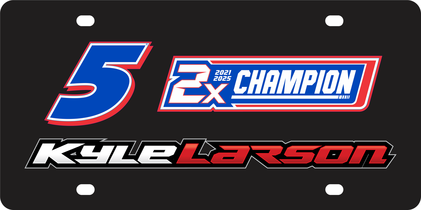 Kyle Larson #5 2X Champion Acrylic License Plate