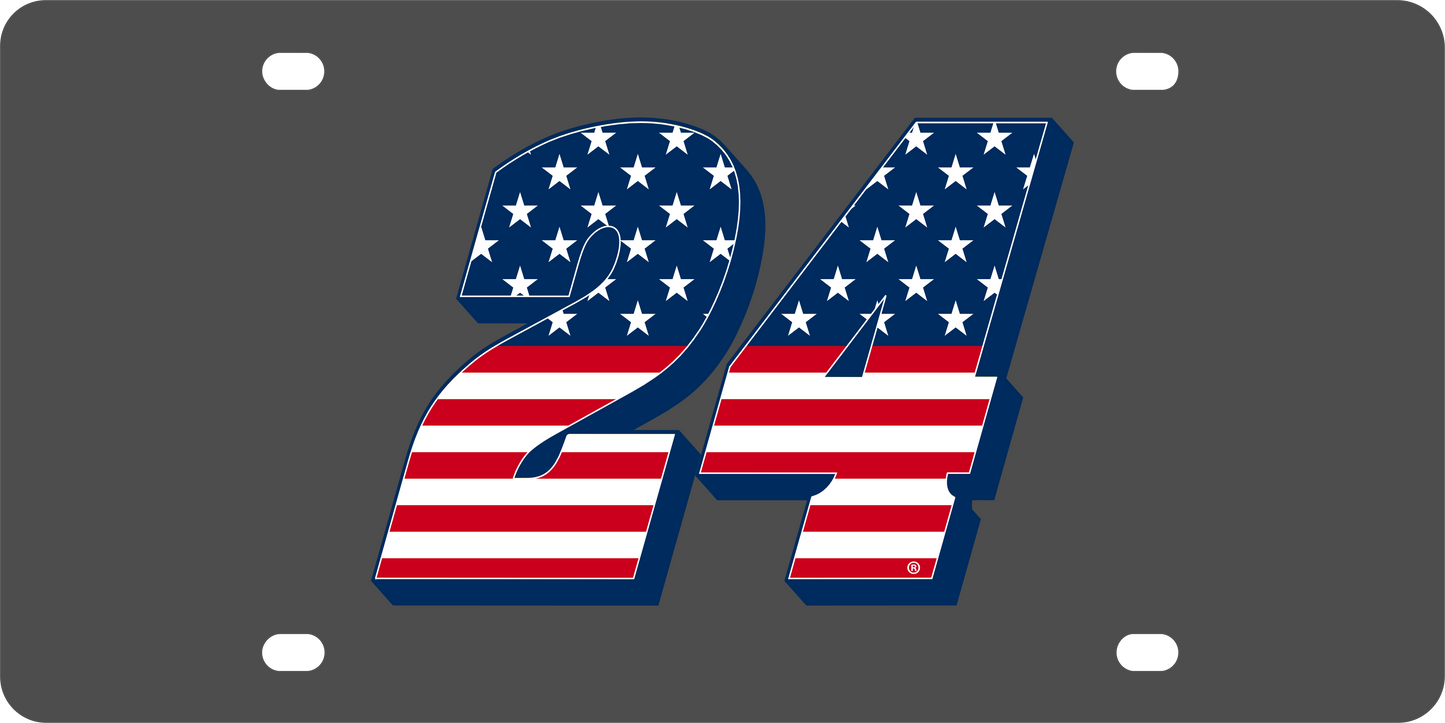 William Byron #24 Patriotic Carbon Steel License Plate