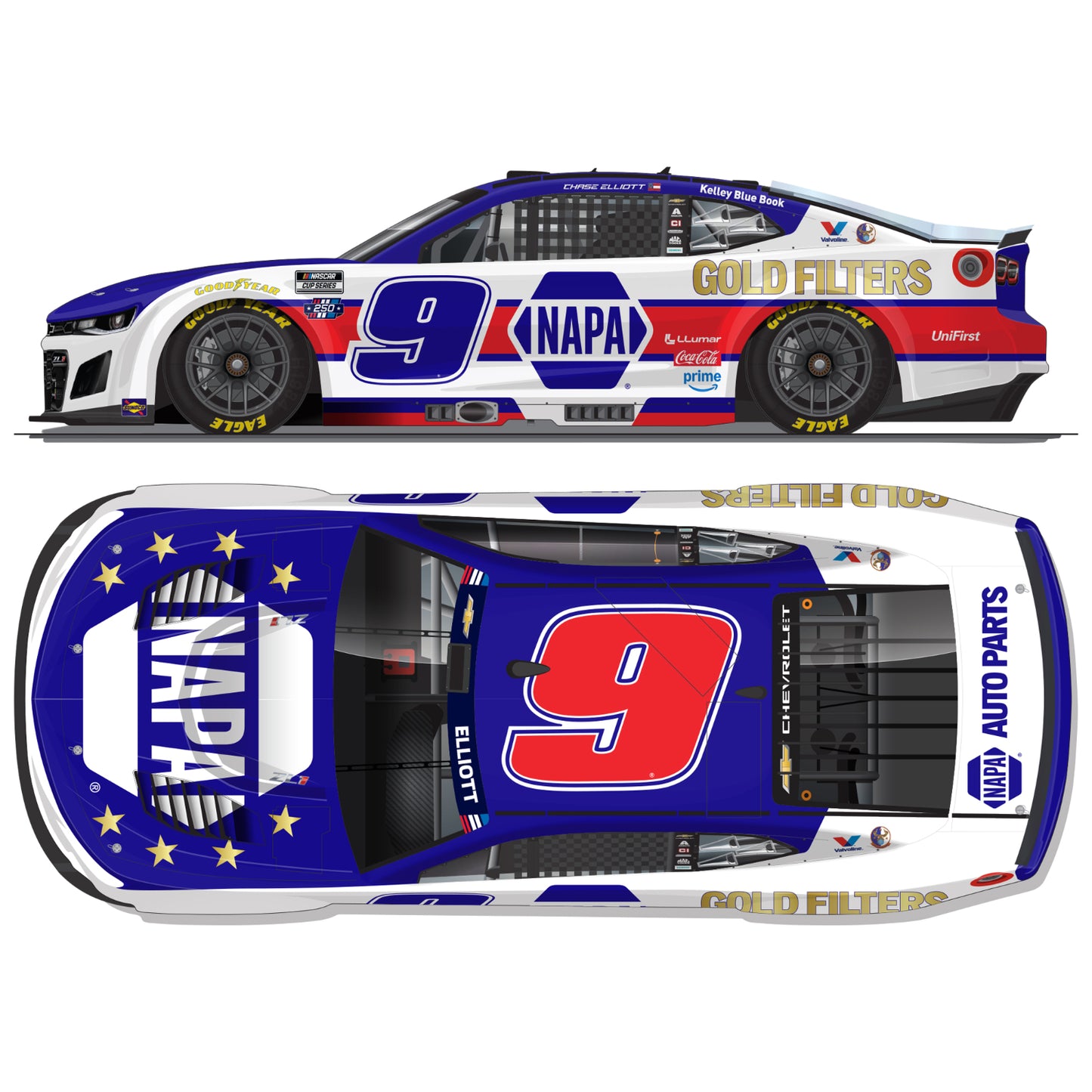 Chase Elliott #9 2026 NAPA Gold Filters Patriotic 1:24 HO Die-Cast