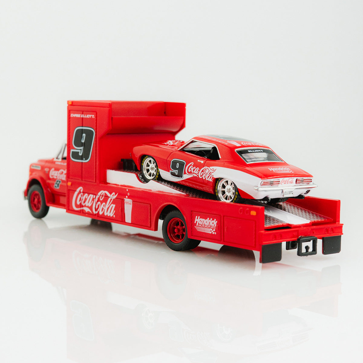 Chase Elliott #9 Coca-Cola 1968 Chevrolet C60 Truck w/1969 Chevrolet Camaro M2 1:64 Die-Cast