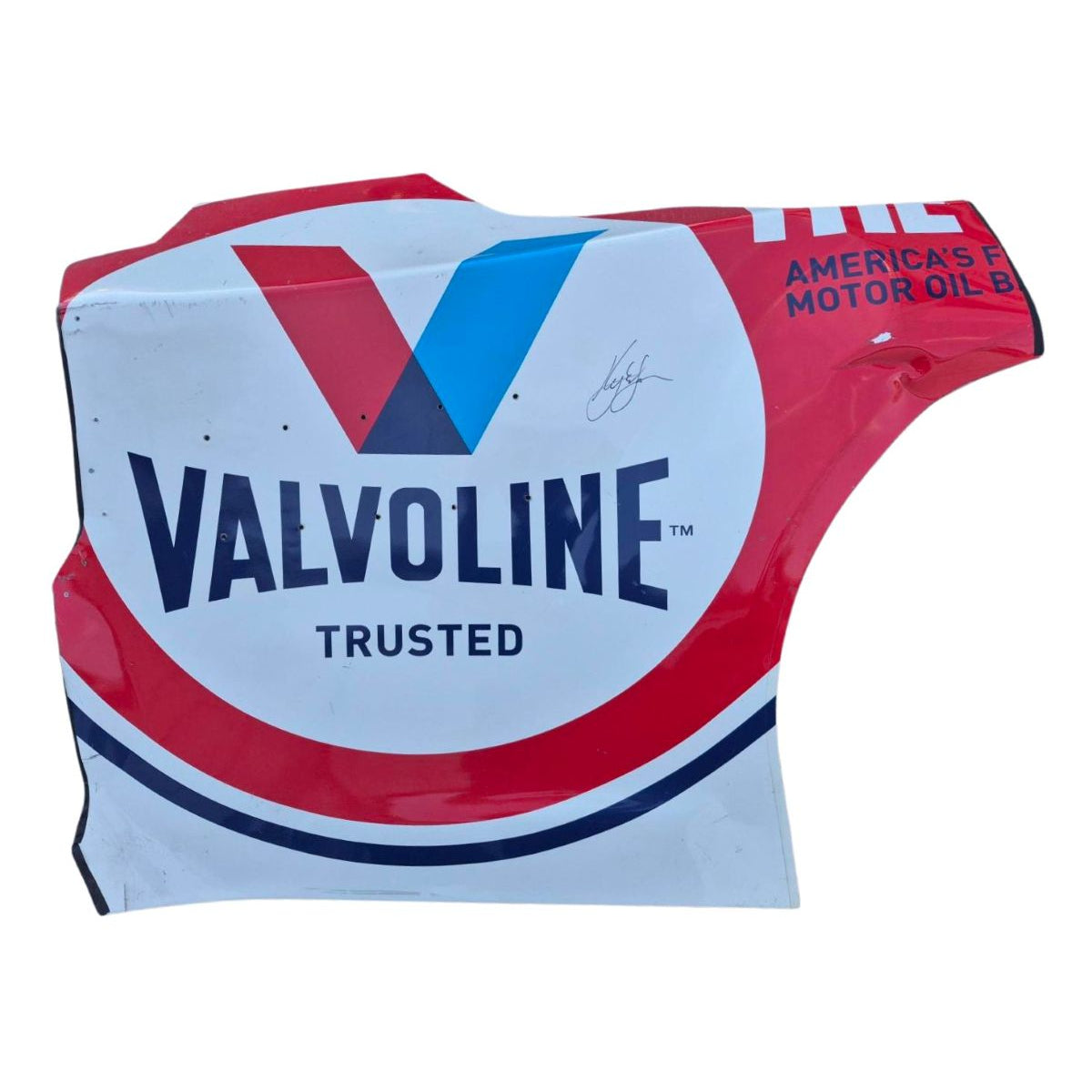 Autographed Race Used 2021 Kyle Larson #5 Valvoline Right Rear Quarter Panel - Bristol 2, Win, Championship Season