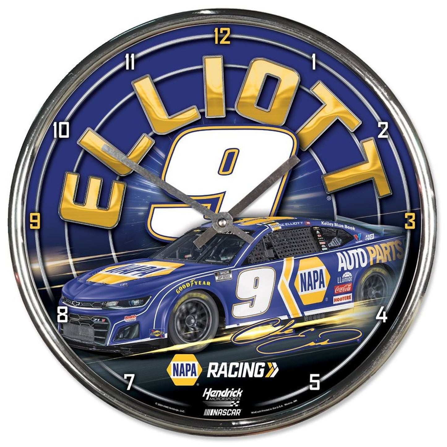 Chase Elliott #9 Chrome Clock