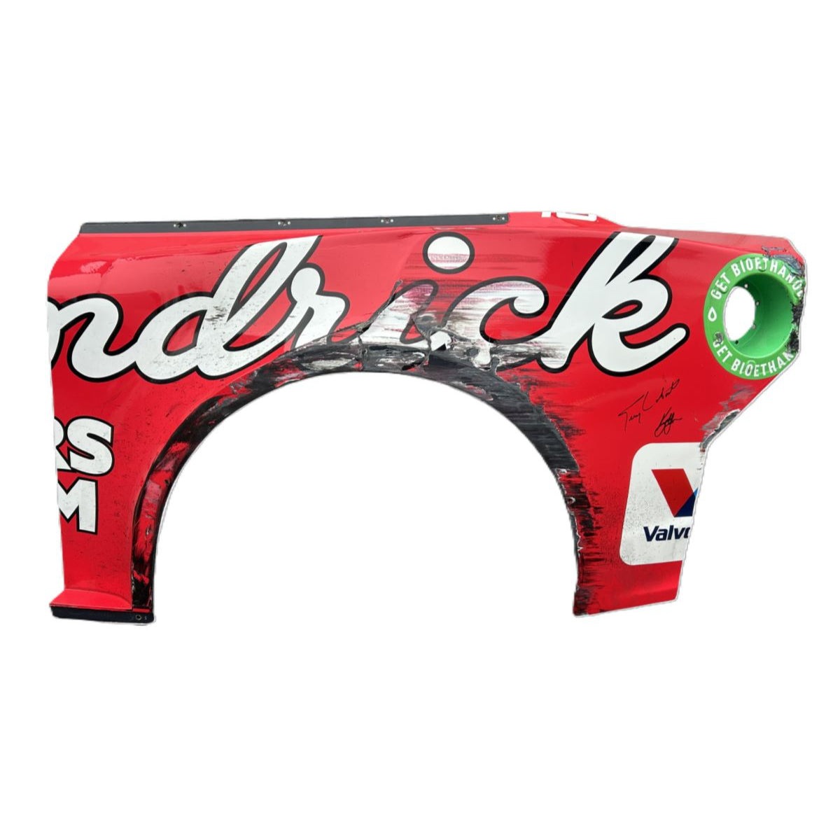 DUAL AUTOGRAPHED Race Used 2024 Kyle Larson/Terry Labonte #5 HendrickCars.com Left Rear Quarter Panel - Darlington 1