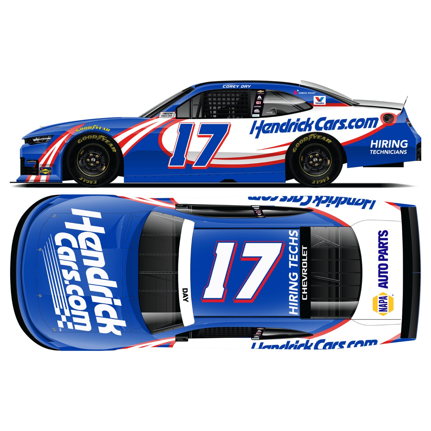Corey Day #17 2026 HendrickCars.com 1:24 HO Color Chrome Die-Cast