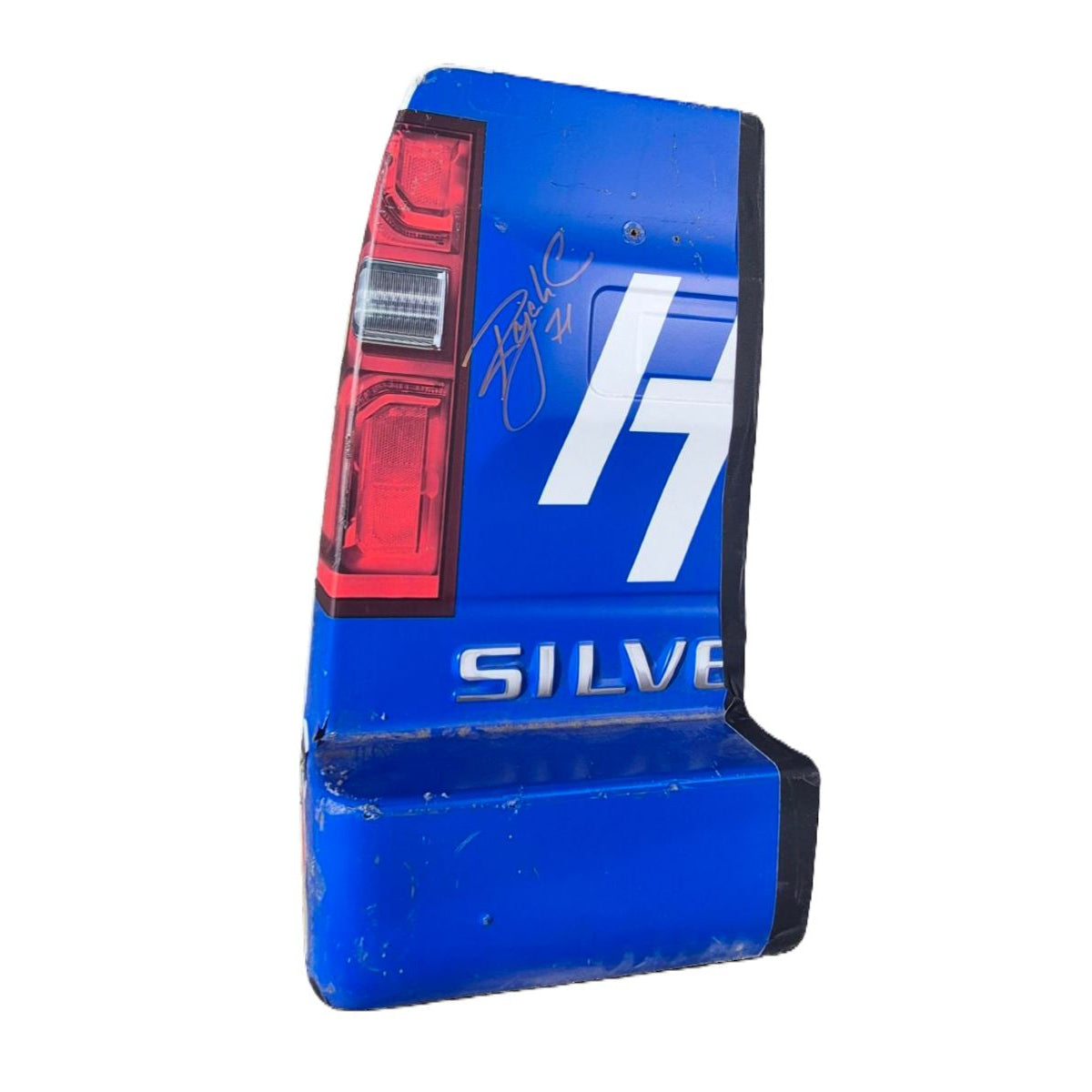 AUTOGRAPHED Race Used 2025 Rajah Caruth #71 Spire HendrickCars.com Left Rear Bumper