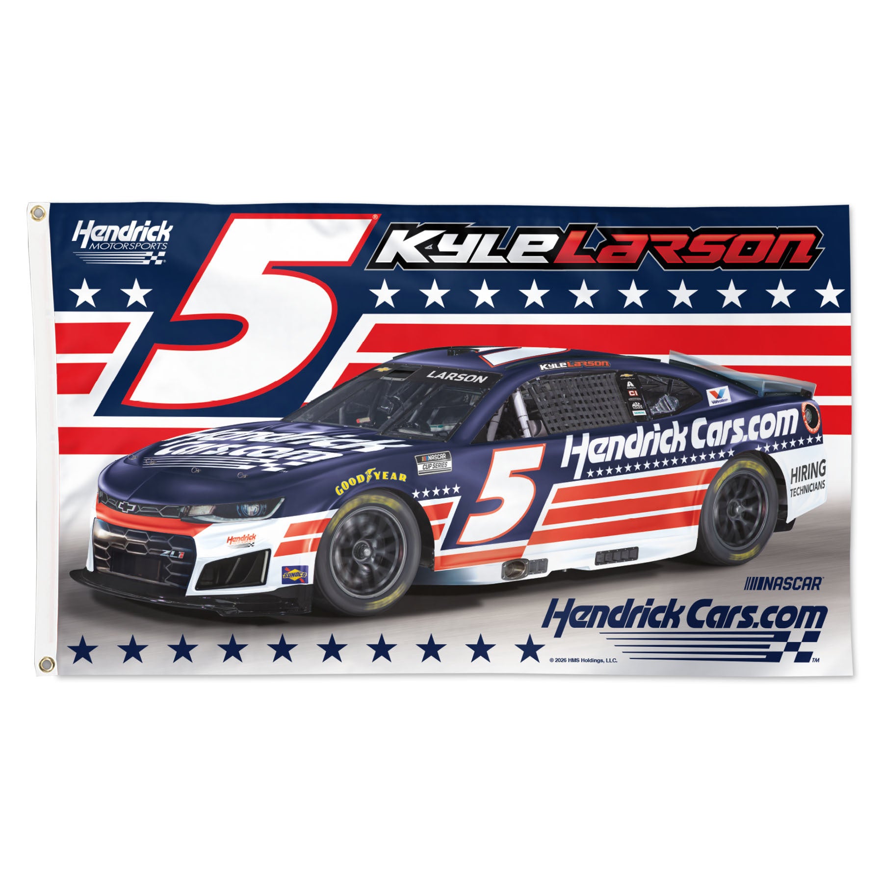 Kyle Larson #5 HendrickCars.com Patriotic 3x5 Flag – Hendrick