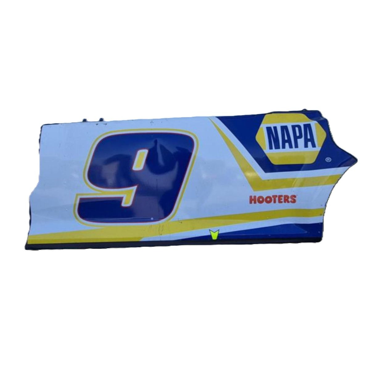 Race Used 2021 Chase Elliott #9 NAPA Auto Parts Left Side Door - Kansas 2, Top 3, P.2