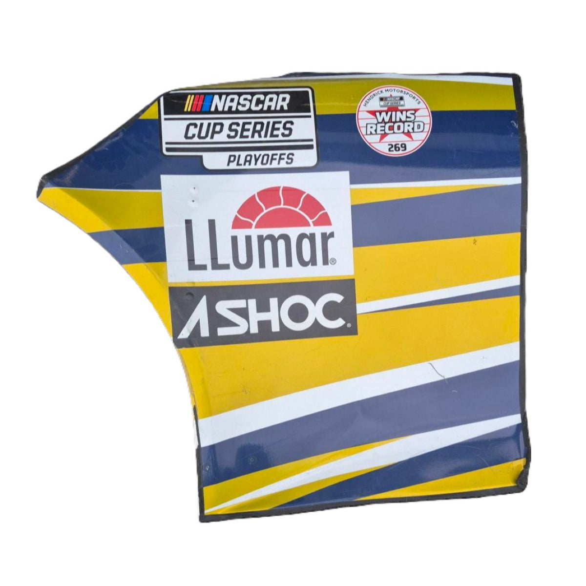 Race Used 2021 Chase Elliott #9 Kelley Blue Book Left Side Door Partial ( 1 of 3 ) - Texas, Top 3, P.2