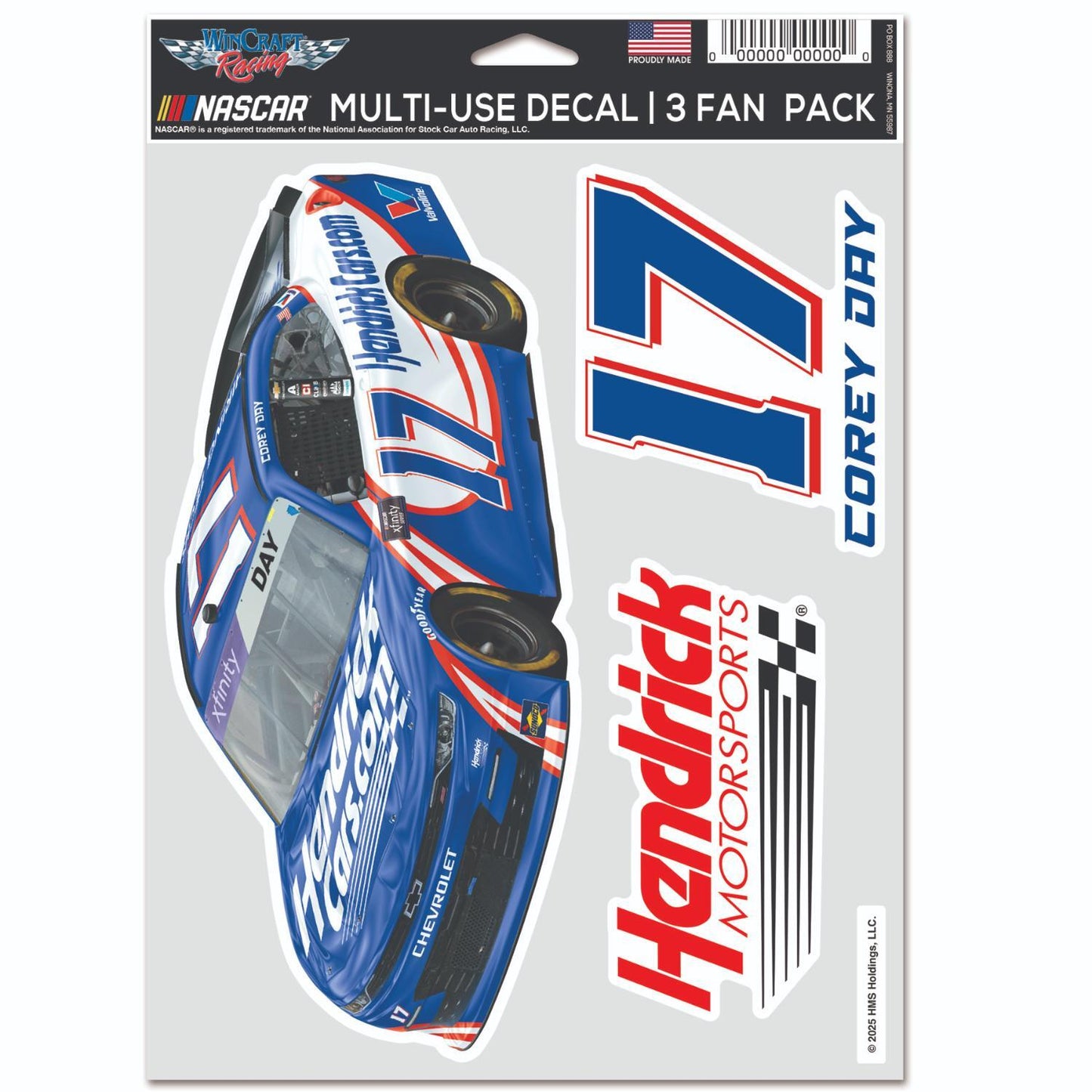 Corey Day #17 HendrickCars.com 3 Pack Fan Decal Set