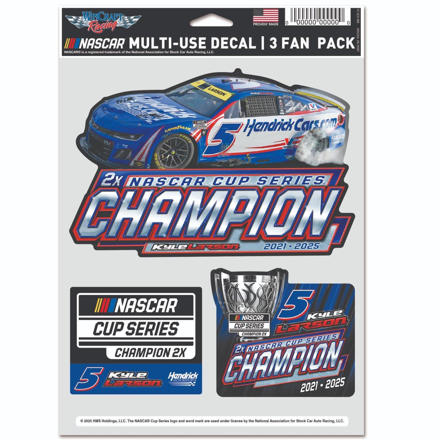 Kyle Larson #5 2025 NASCAR Champion Multi Use Decal Sheet-3pc.