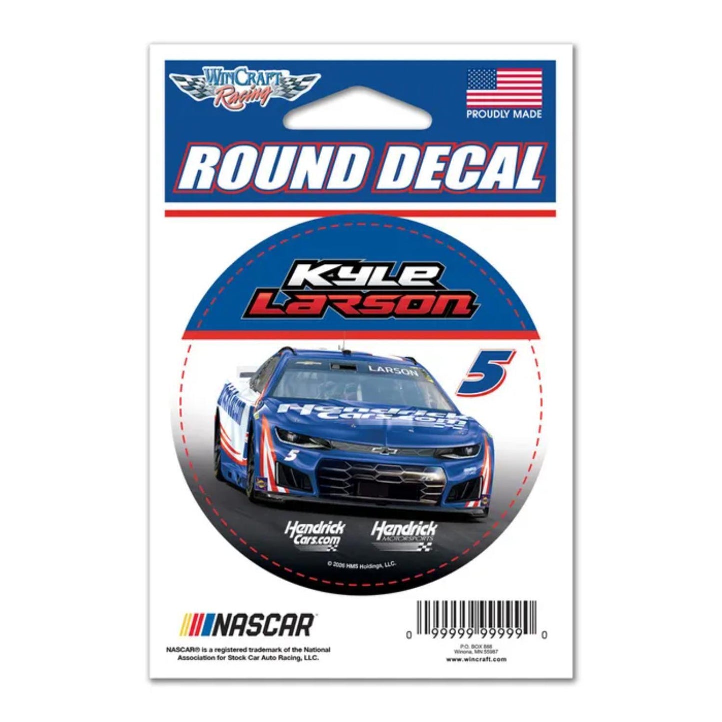 Kyle Larson #5 HendrickCars.com Round 3" x 3" Vinyl Decal