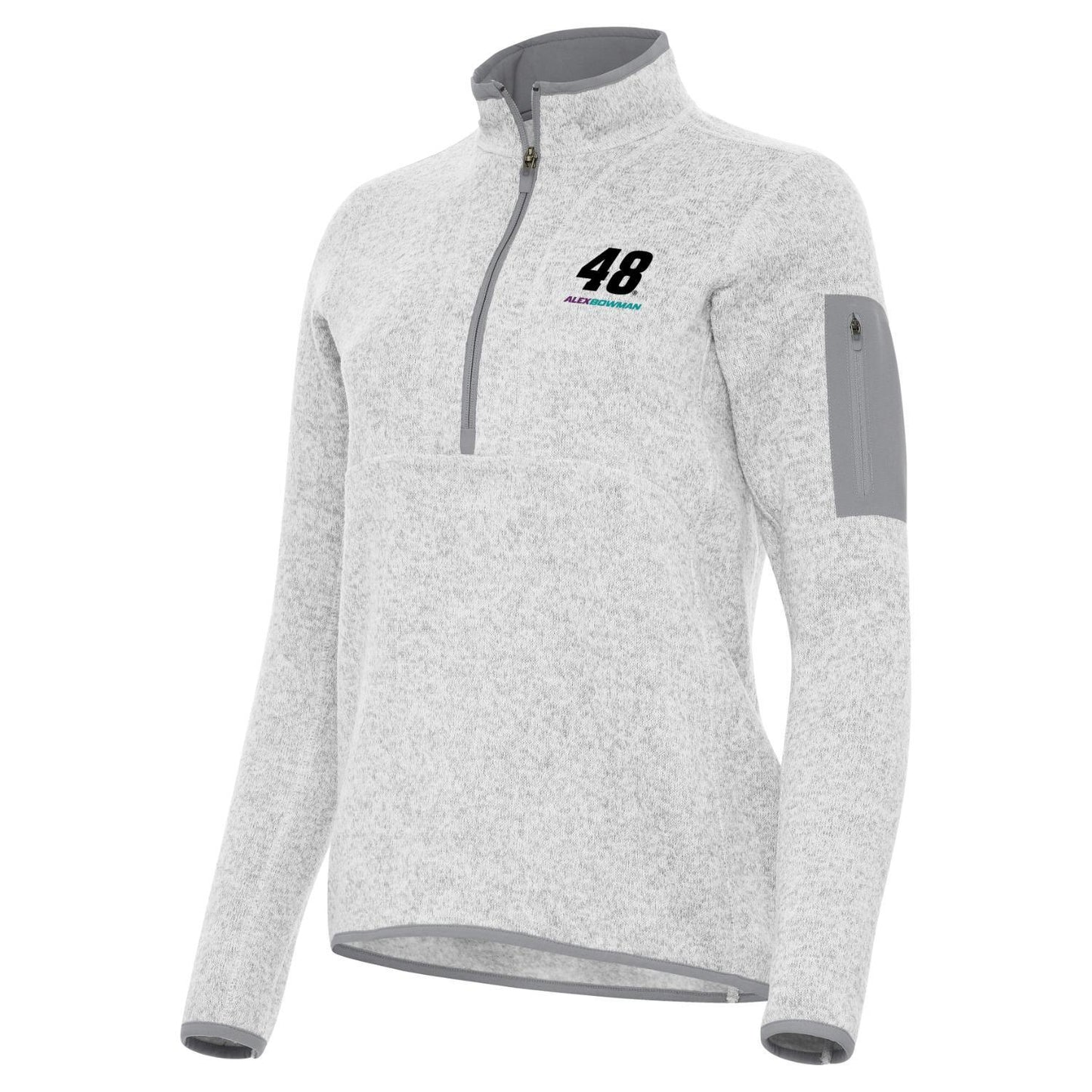 Alex Bowman #48 Women's Fortune 1/4 Zip Pullover - Light Grey Heather