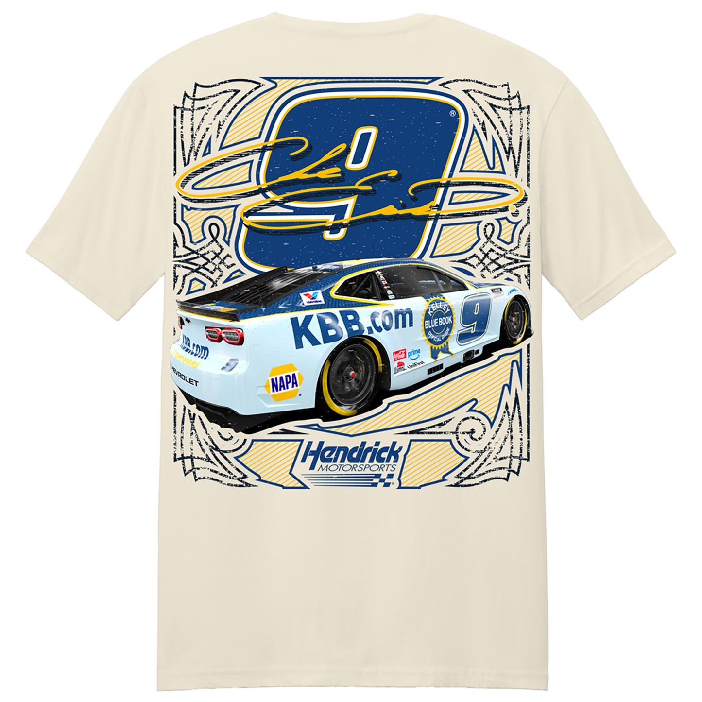Chase Elliott #9 Kelley Blue Book Natural T-shirt