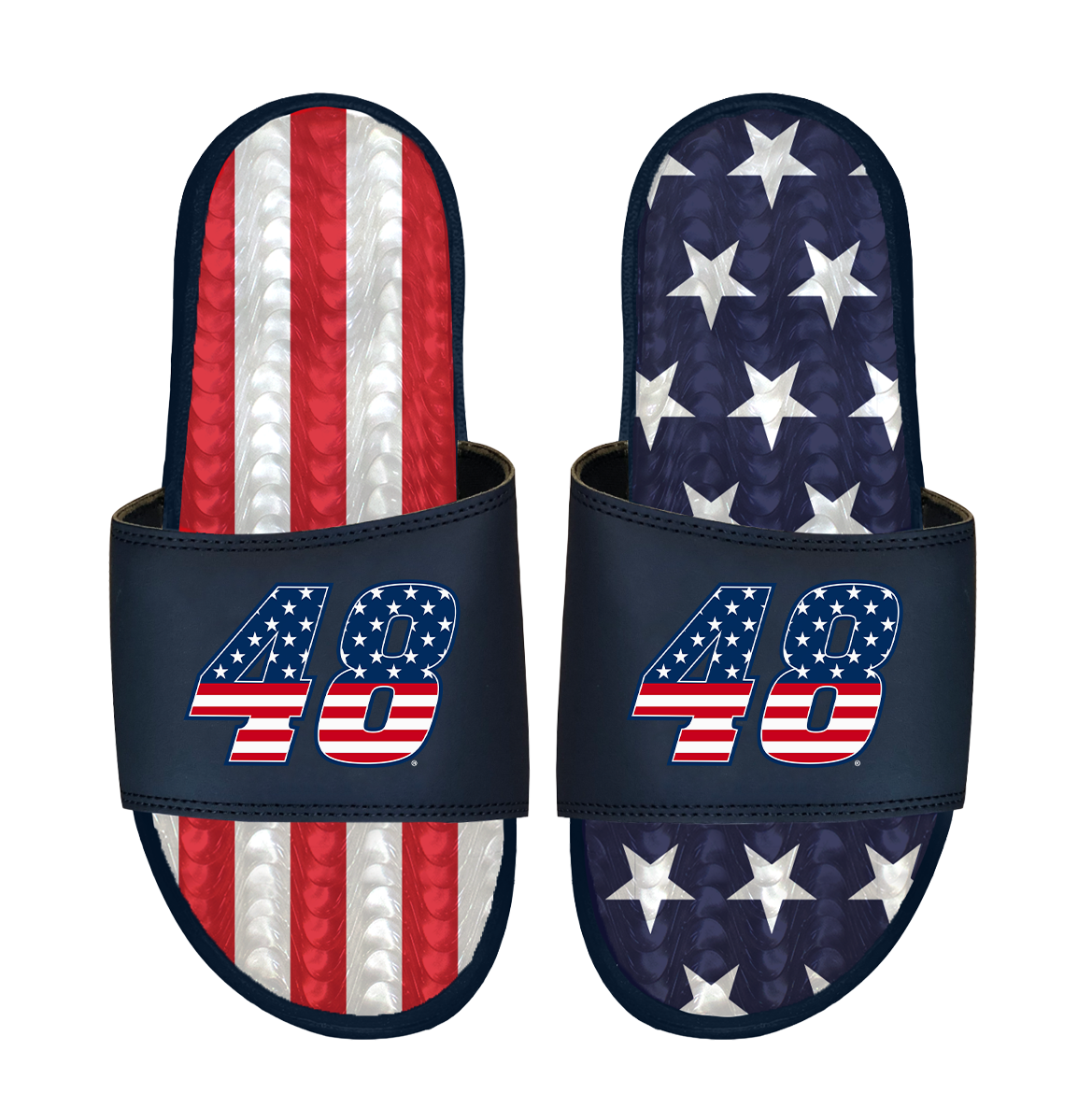 Alex Bowman #48 Americana Gel One Strap Slide Sandals
