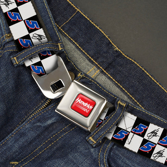 Kyle Larson #5 Autograph Checker Logo Seatbelt Buckle Belt