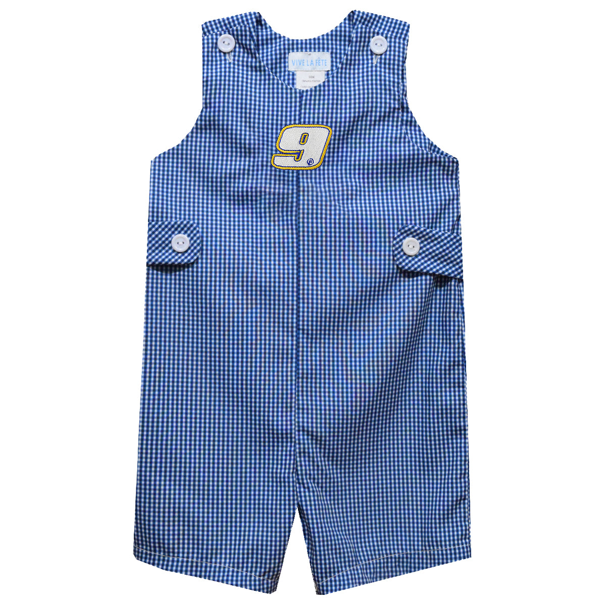 Chase Elliott #9 Vive La Fete Gingham Jon Jon Romper - Blue