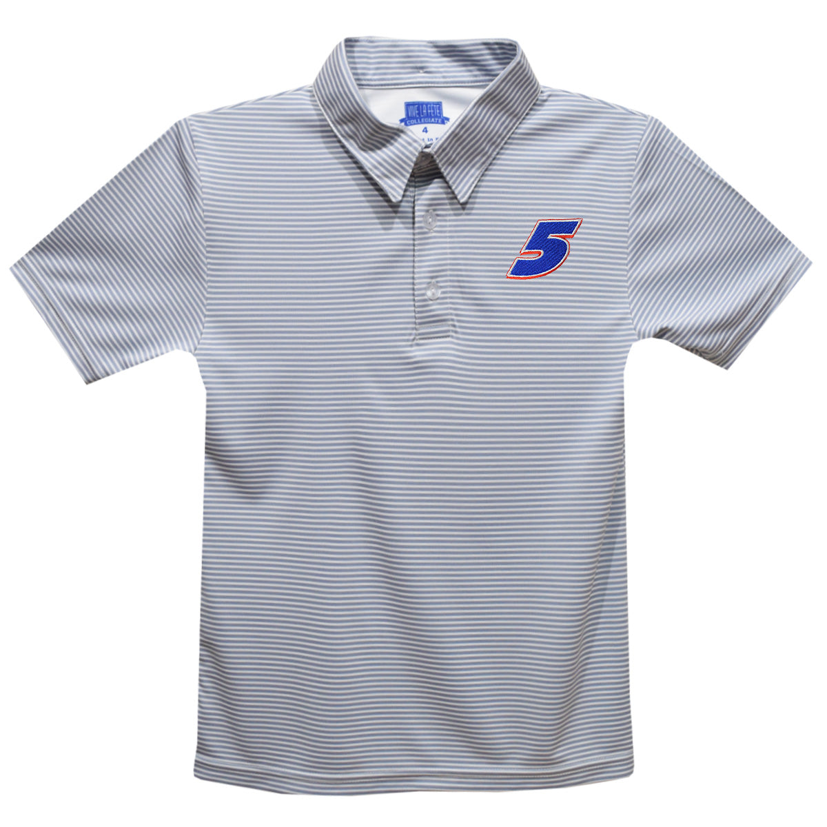 Kyle Larson #5 Vive La Fete Pencil Stripe Polo - Gray