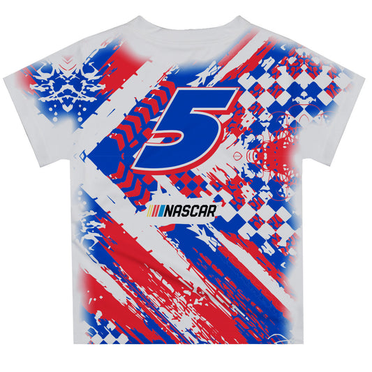 Kyle Larson #5 Vive La Fete Paint Brush Racing Car T-Shirt- White