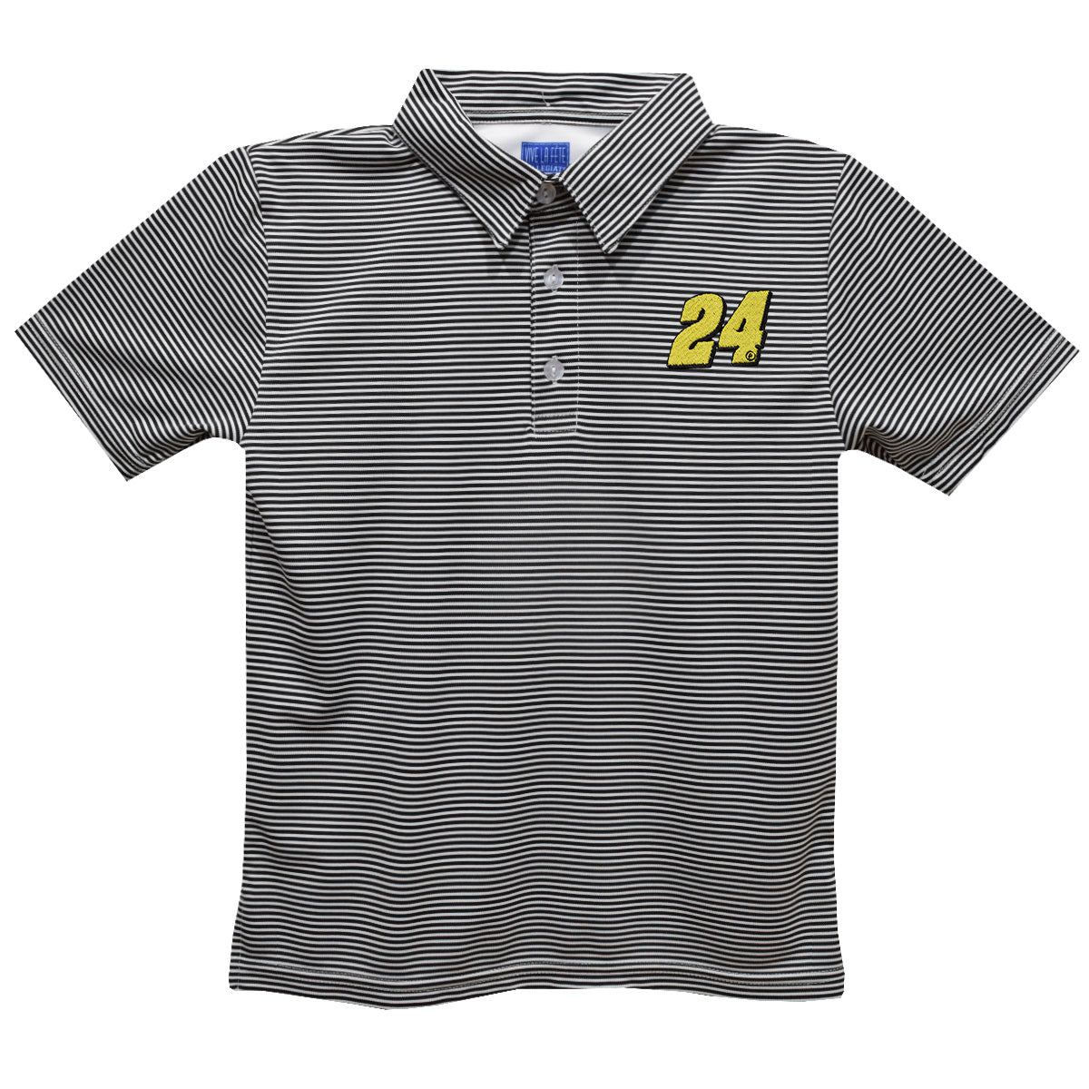 William Byron #24 Vive La Fete Pencil Stripe Polo - Black