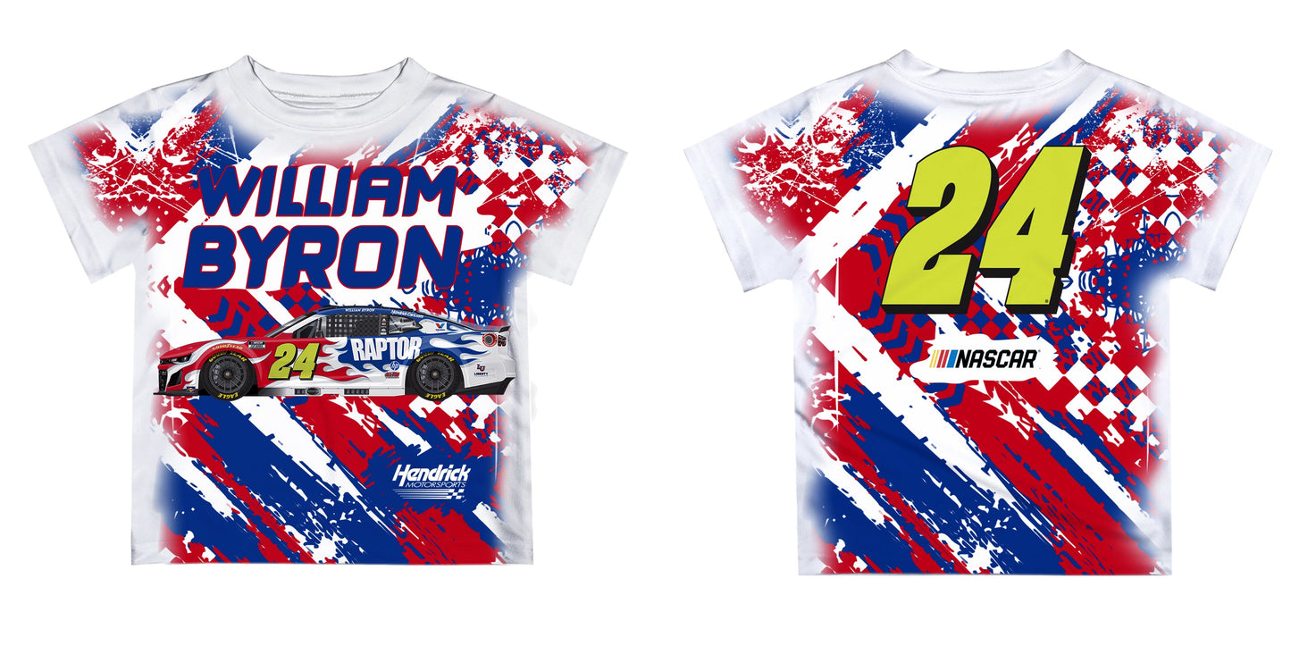 William Byron #24 Vive La Fete Paint Brush Racing Car T-Shirt- White