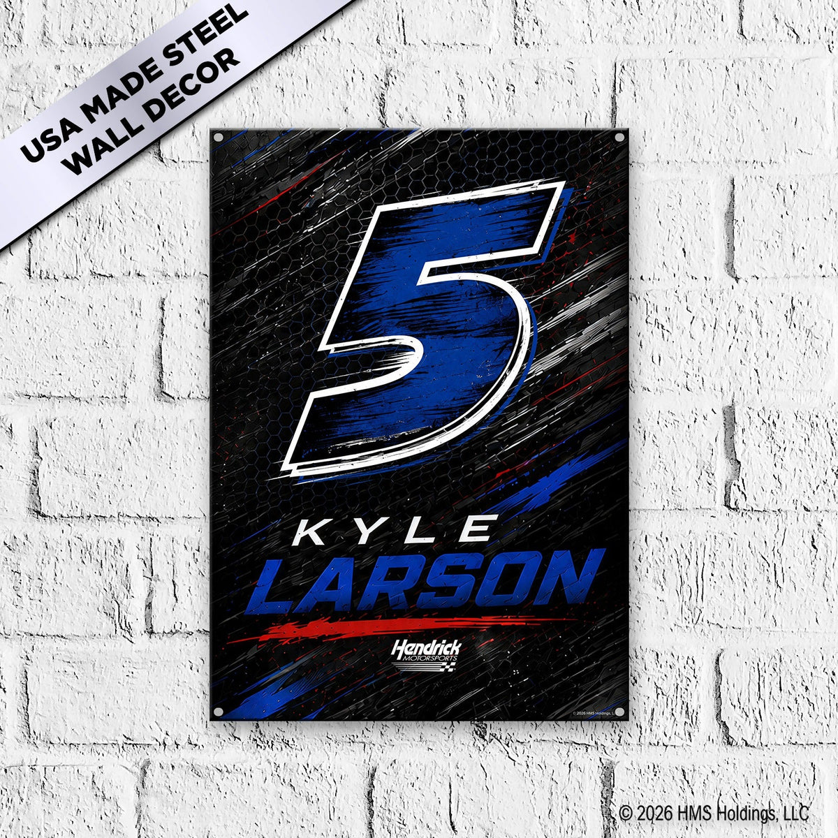 Kyle Larson #5 Black Honeycomb Metal Sign