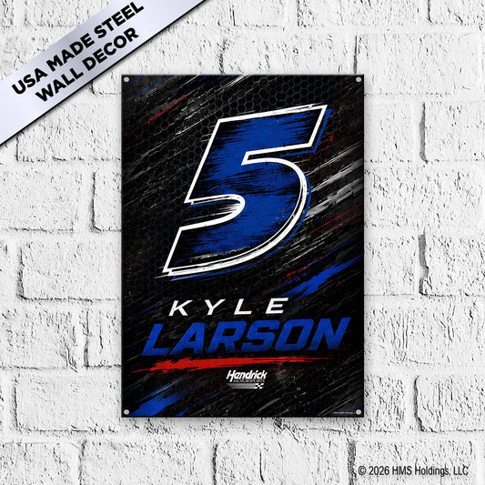 Kyle Larson #5 Black Honeycomb Metal Sign