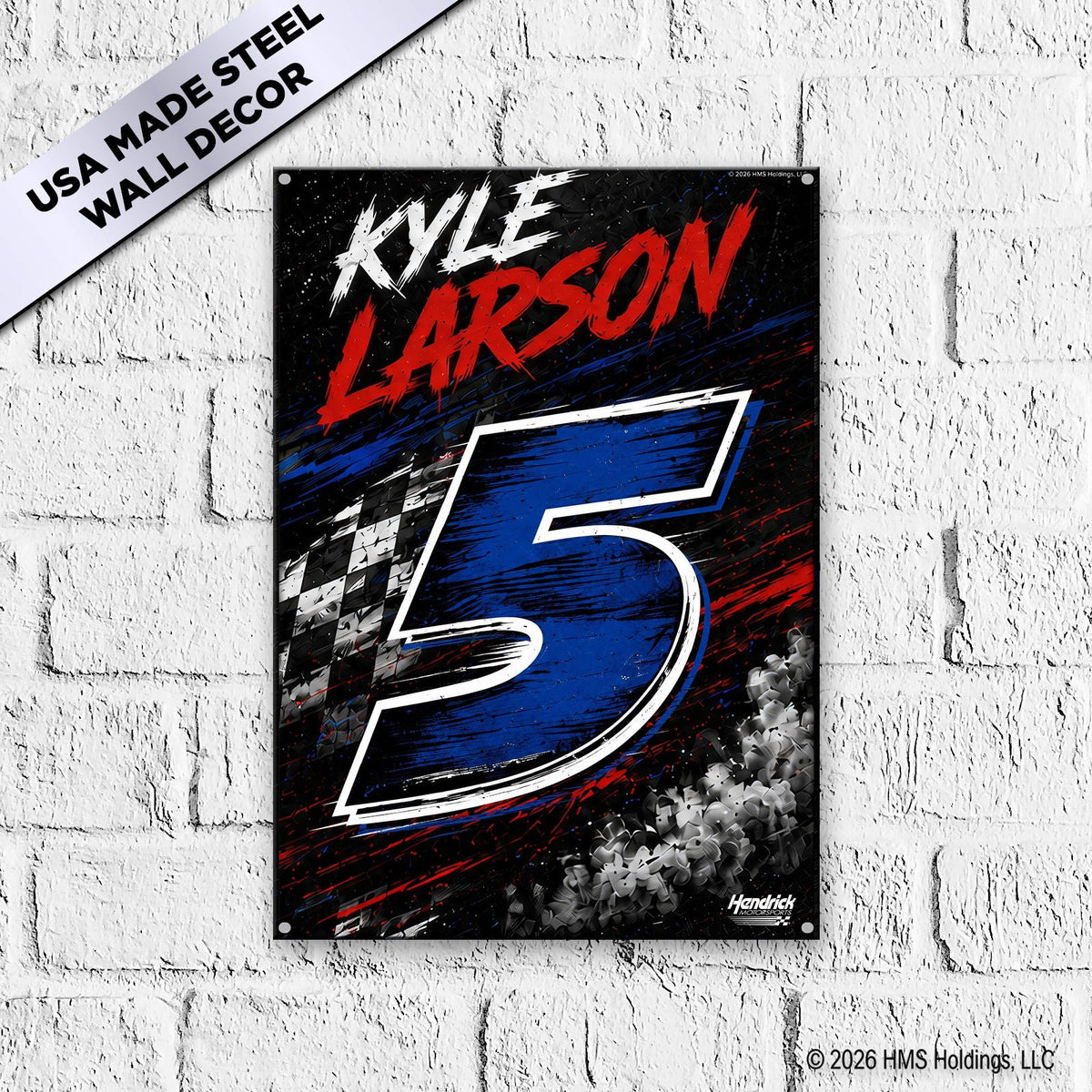 Kyle Larson #5 Black Grunge Metal Sign