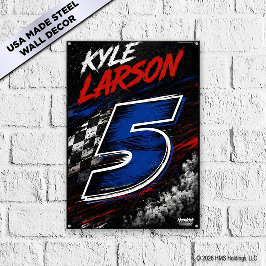 Kyle Larson #5 Black Grunge Metal Sign