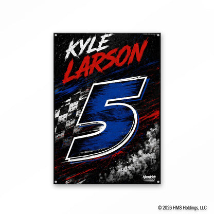 Kyle Larson #5 Black Grunge Metal Sign