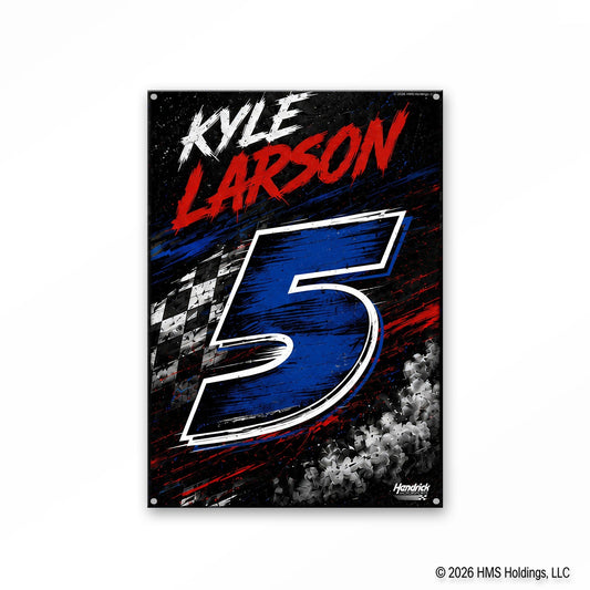 Kyle Larson #5 Black Grunge Metal Sign