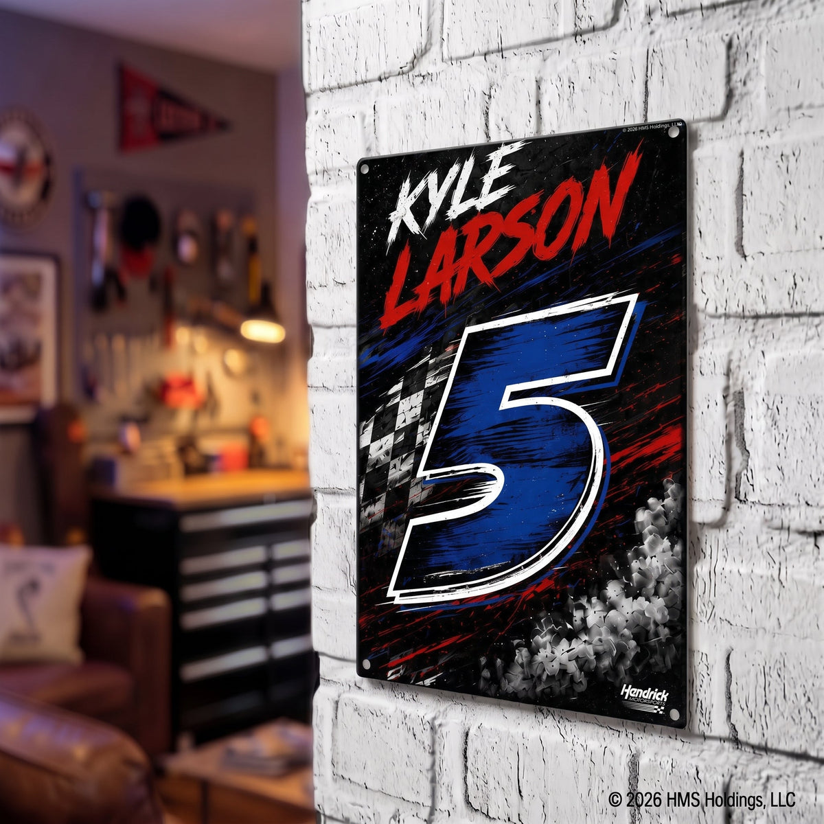 Kyle Larson #5 Black Grunge Metal Sign