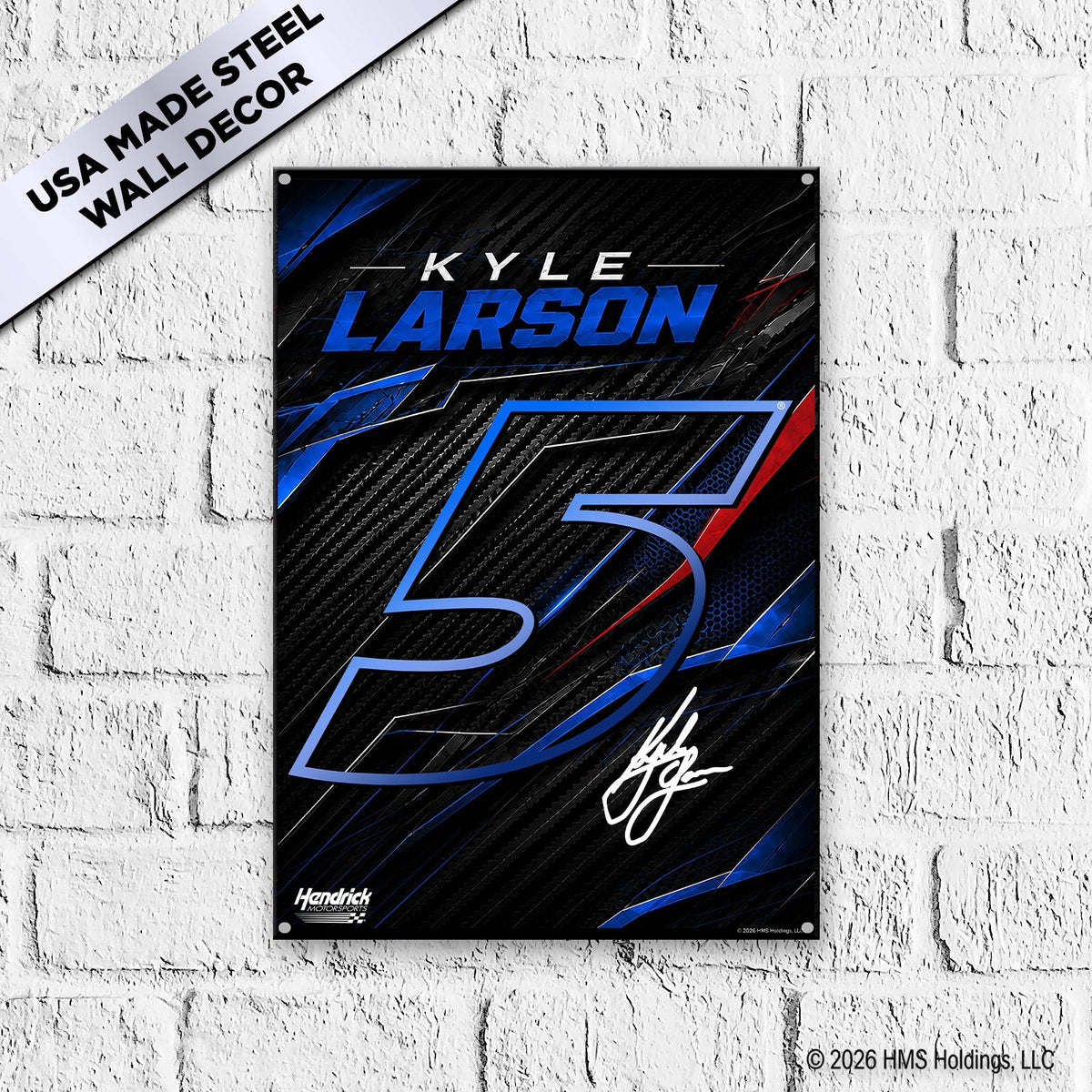 Kyle Larson #5 Black Carbon Tech Metal Sign