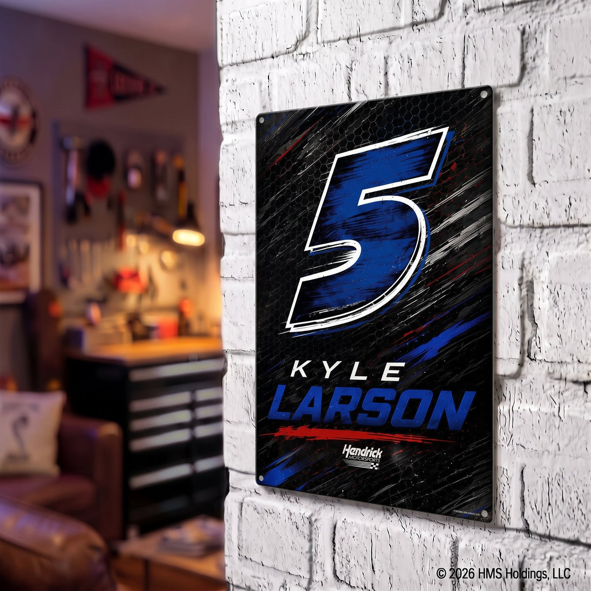 Kyle Larson #5 Black Honeycomb Metal Sign