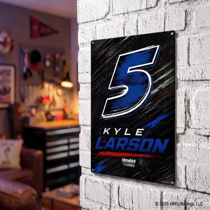 Kyle Larson #5 Black Honeycomb Metal Sign