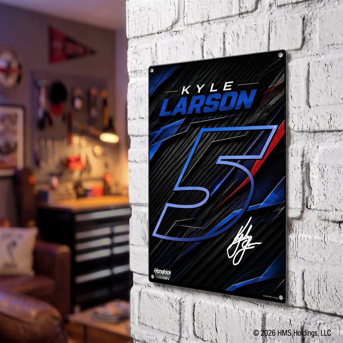 Kyle Larson #5 Black Carbon Tech Metal Sign