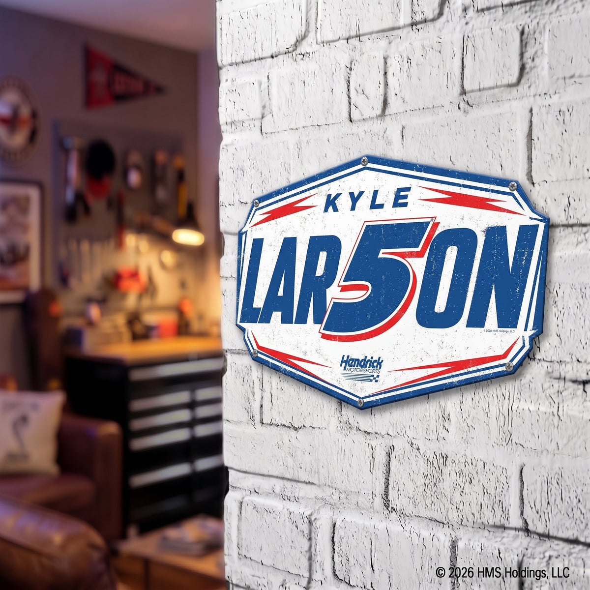 Kyle Larson #5 Blue Edition Shield Metal Sign