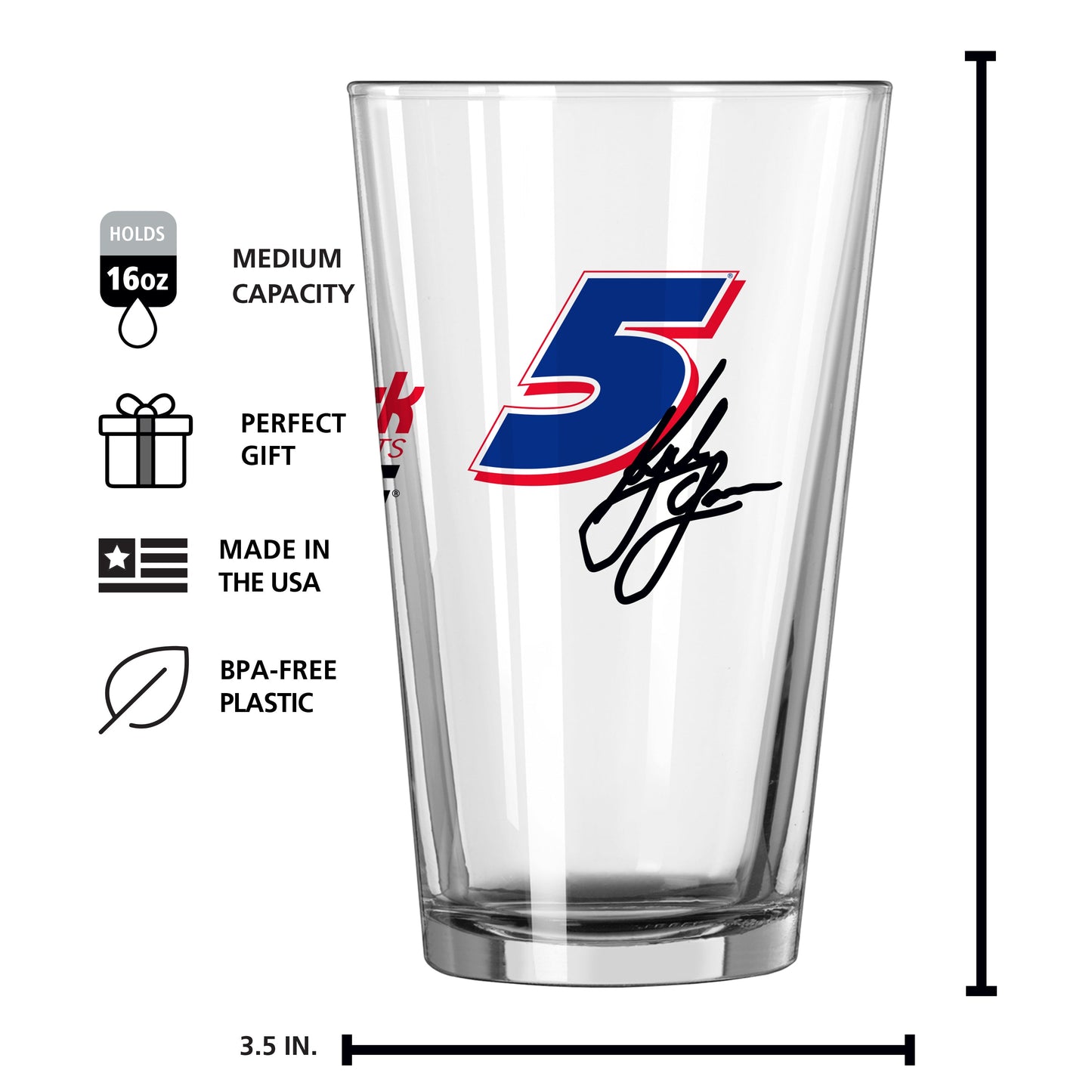 Kyle Larson #5 16oz Gameday Alternate Pint Glass