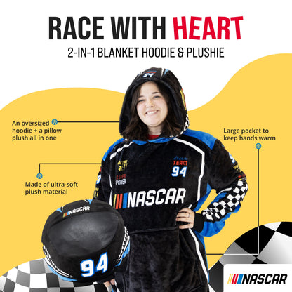 NASCAR Black Racing Suit Snugible 2-in-1 Blanket Hoodie & Pillow