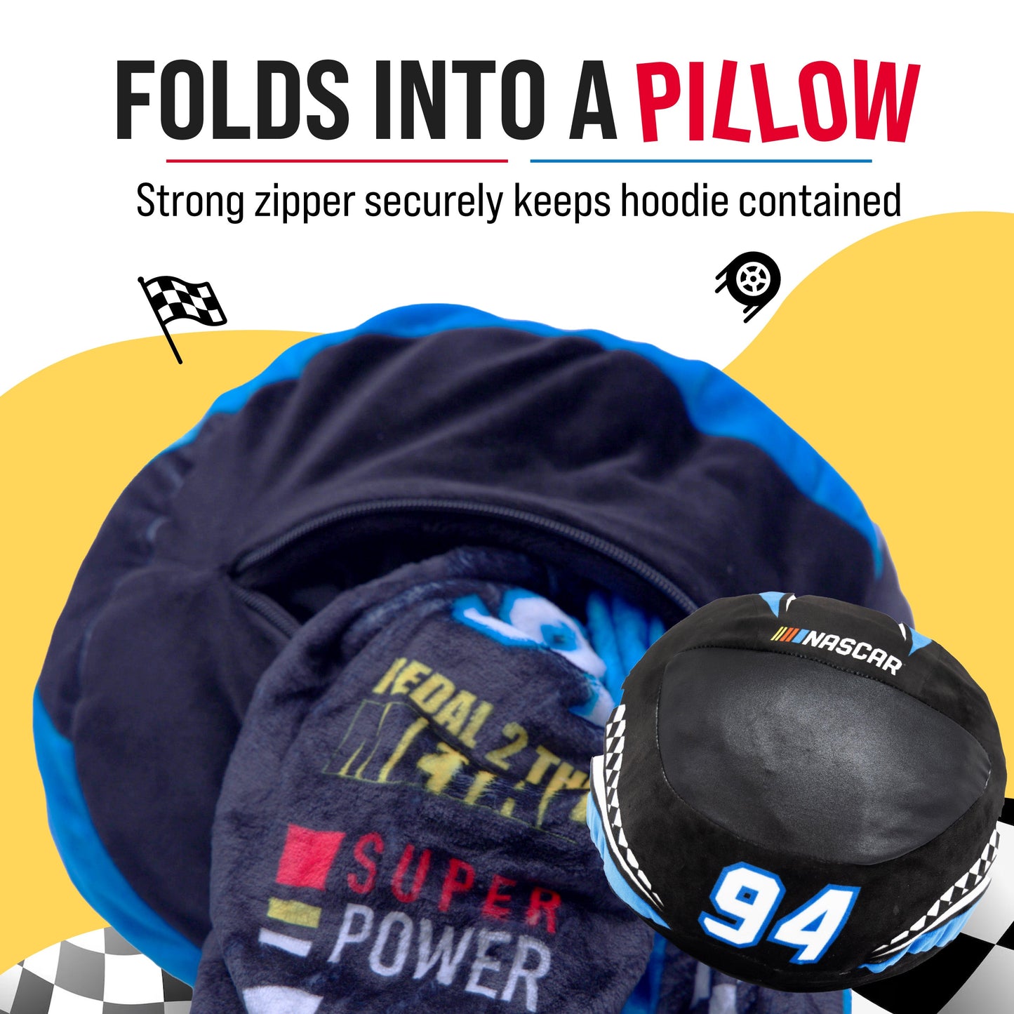 NASCAR Black Racing Suit Snugible 2-in-1 Blanket Hoodie & Pillow