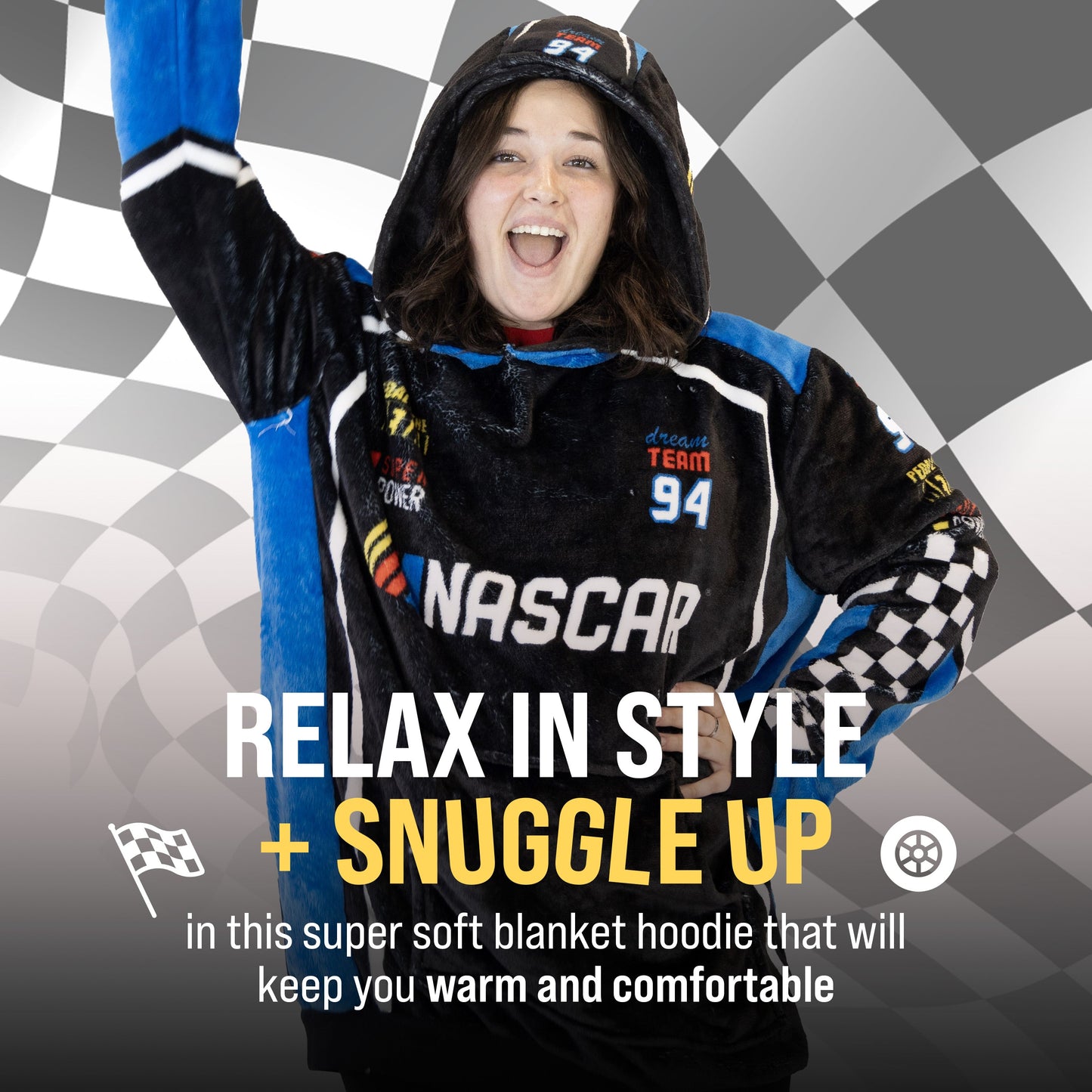 NASCAR Black Racing Suit Snugible 2-in-1 Blanket Hoodie & Pillow