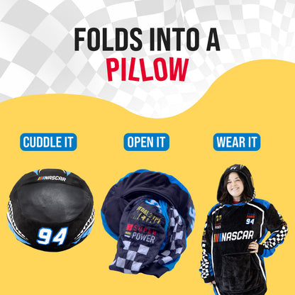 NASCAR Black Racing Suit Snugible 2-in-1 Blanket Hoodie & Pillow