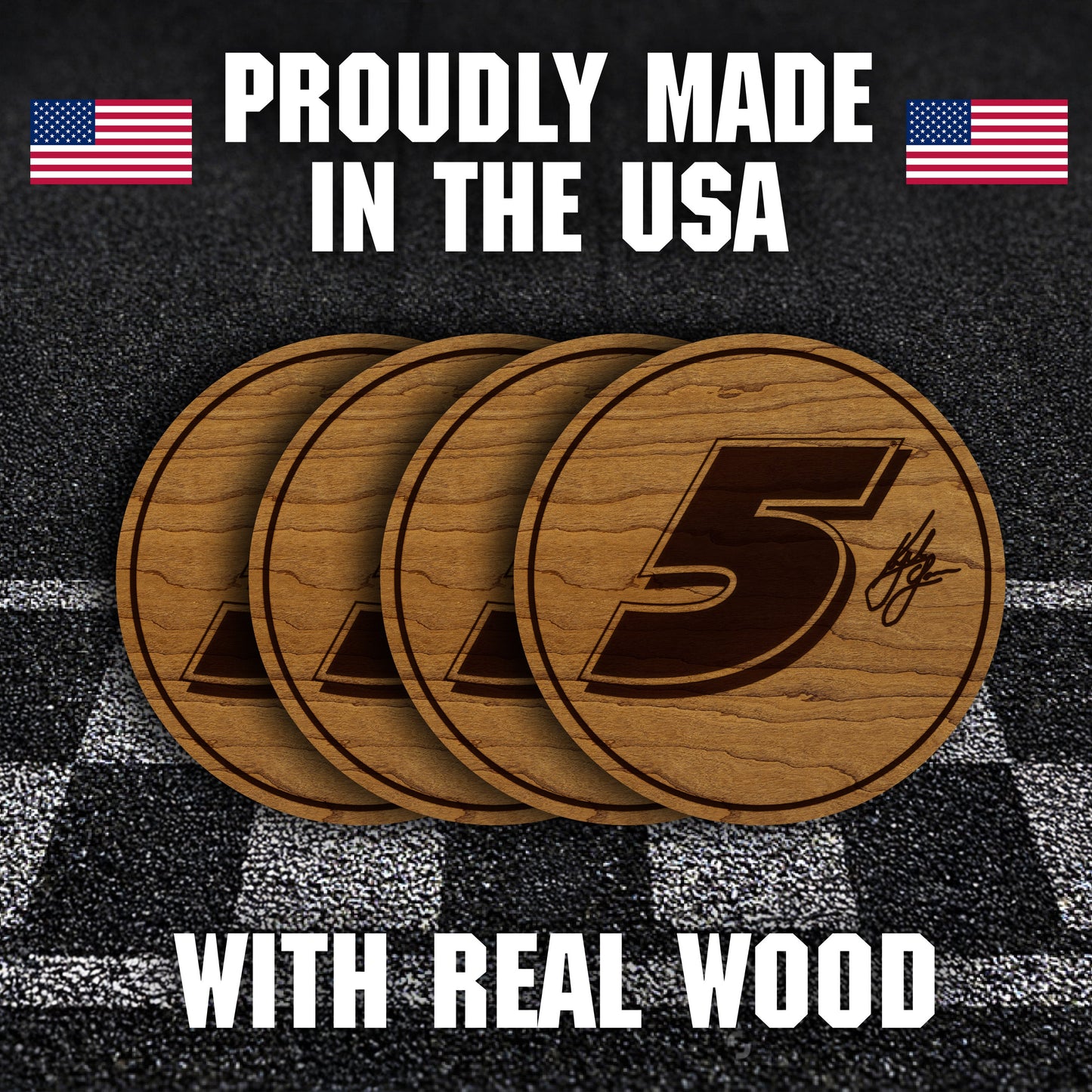 Kyle Larson #5 Wooden Coaster Set