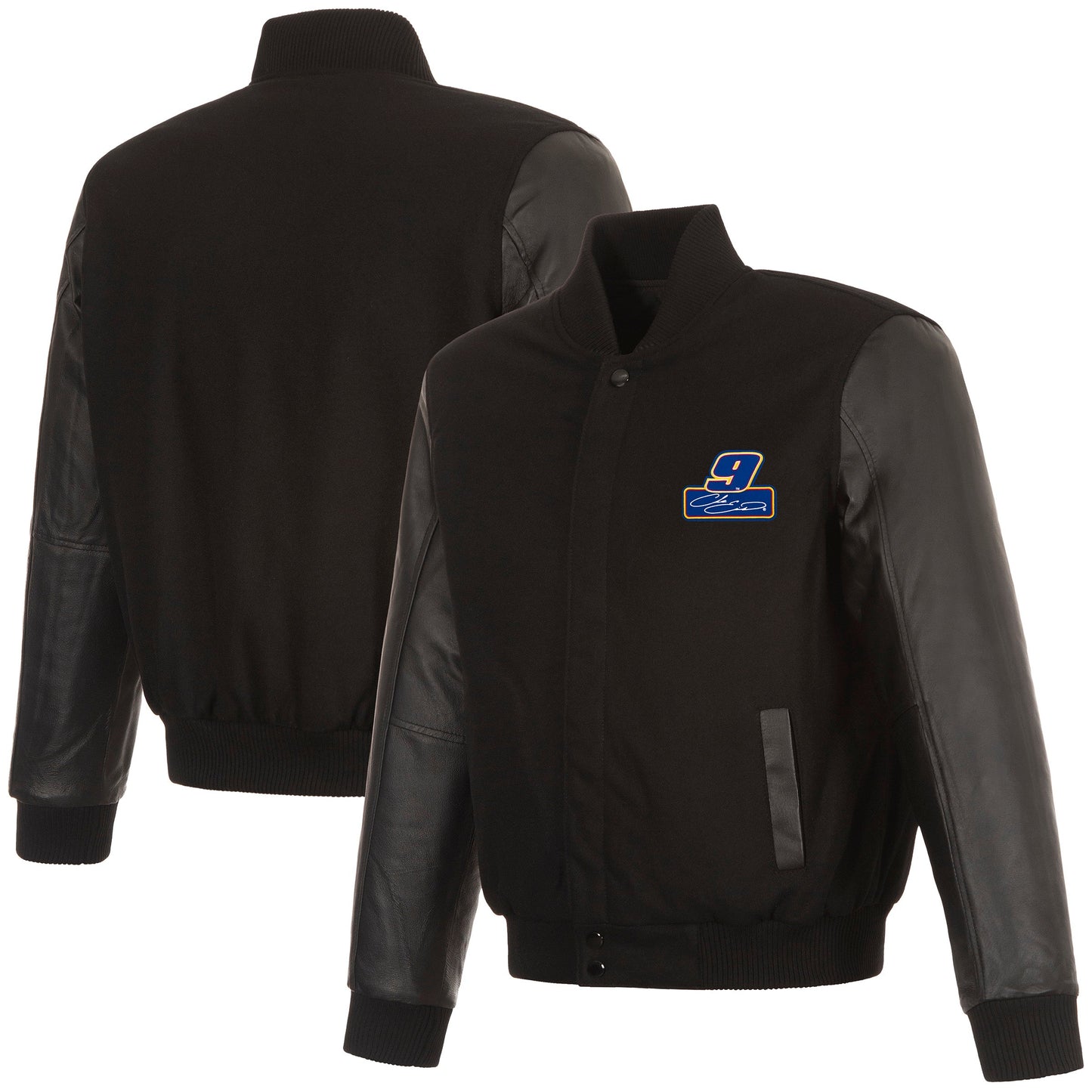 Chase Elliott #9 Reversible Wool and Leather Jacket