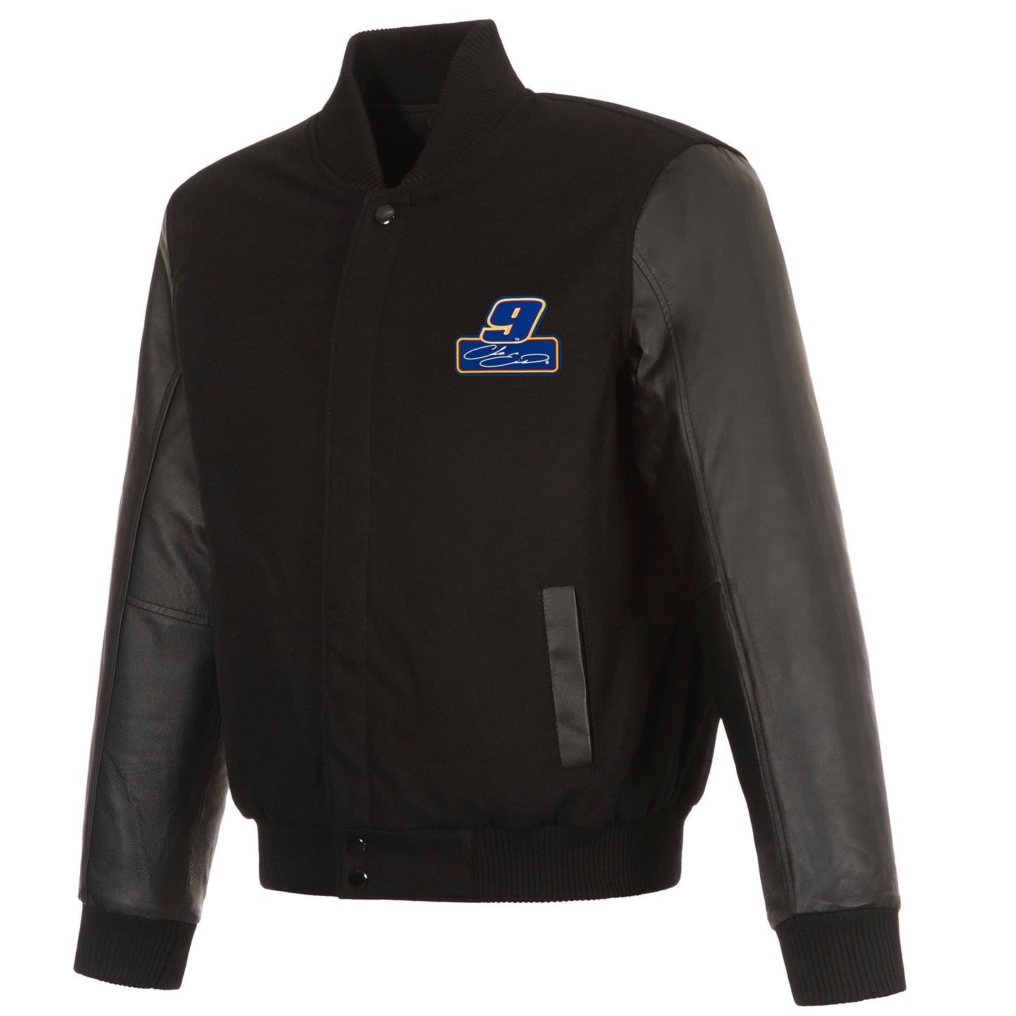 Chase Elliott #9 Reversible Wool and Leather Jacket