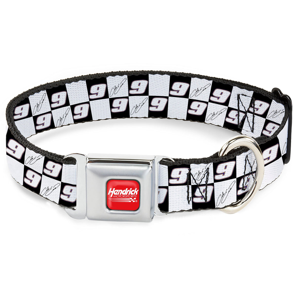 Chase Elliott #9 Autograph Checker Logo Seatbelt Buckle Dog Collar