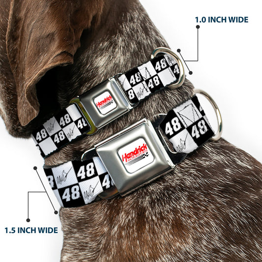 Alex Bowman #48 Autograph Checker Seatbelt Buckle Dog Collar