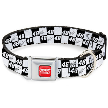 Alex Bowman #48 Autograph Checker Seatbelt Buckle Dog Collar