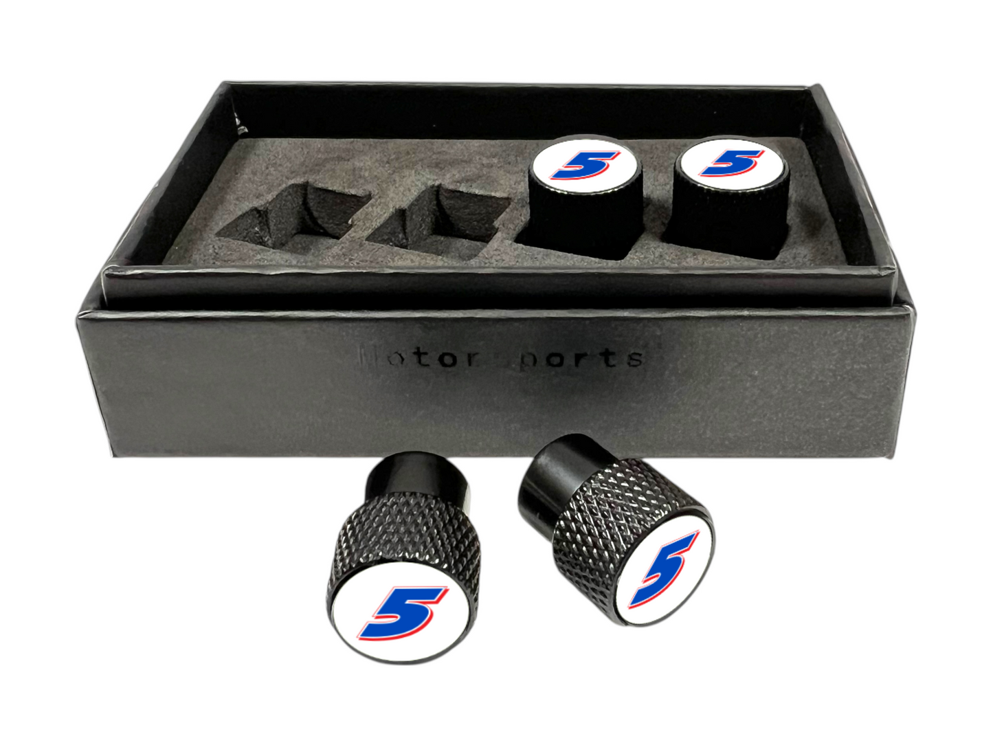 Kyle Larson #5 HendrickCars.com Black Knurled Valve Stem Caps