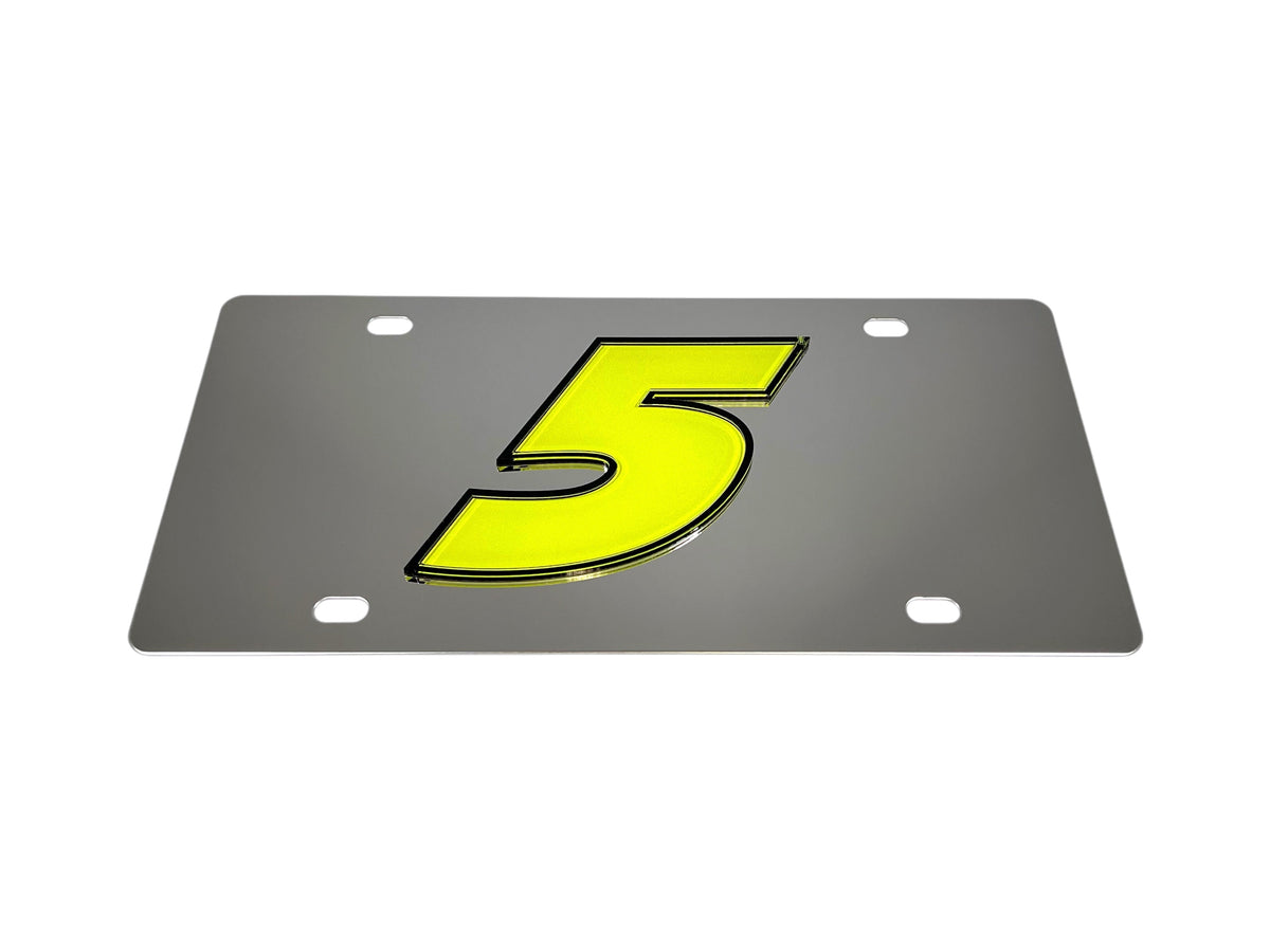 Kyle Larson #5 Fluorescent Stainless Steel License Plate