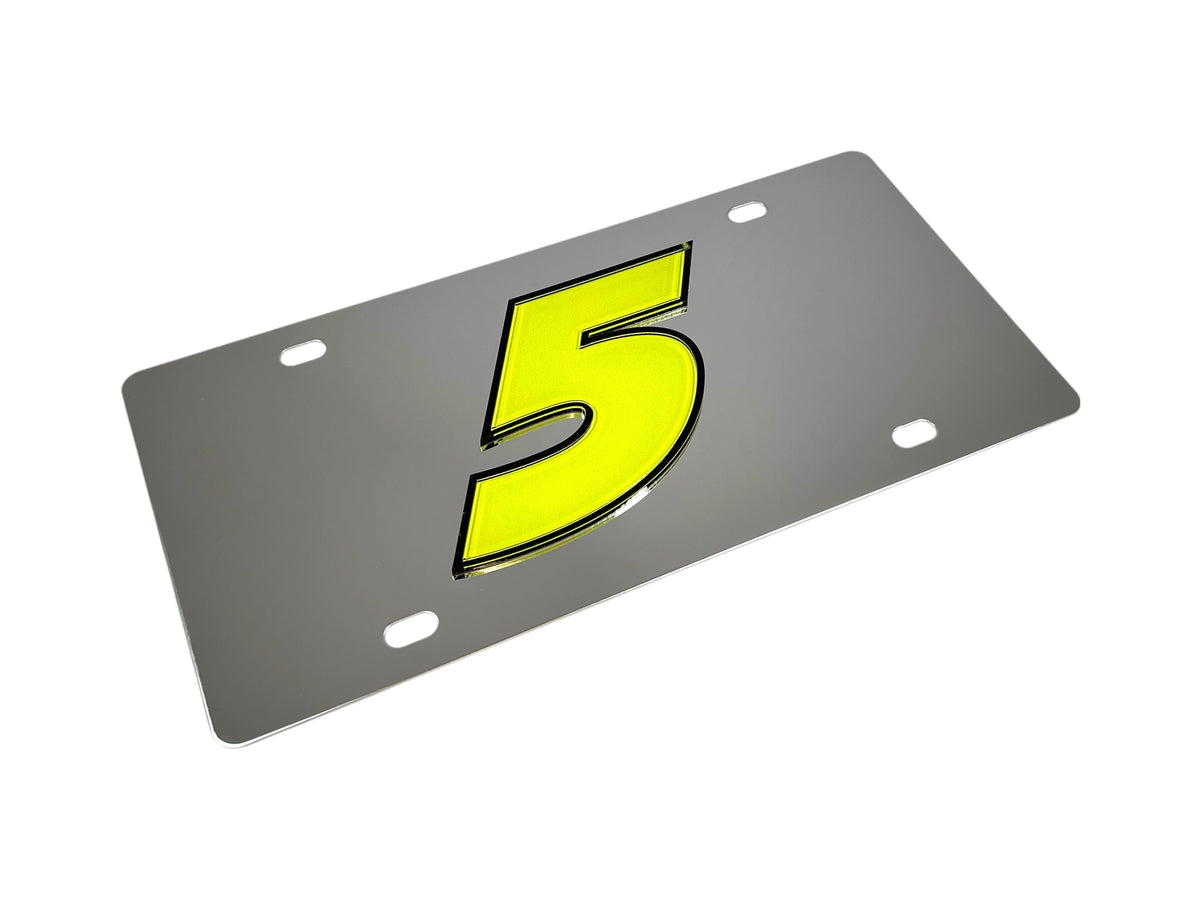 Kyle Larson #5 Fluorescent Stainless Steel License Plate